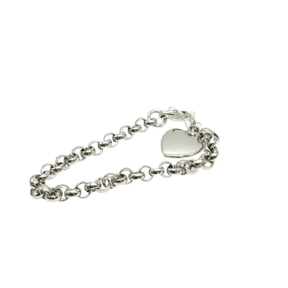 Park Lane Cherish Heart Bracelet Silver-tone Charm Crystal Accent Rolo FLAW READ